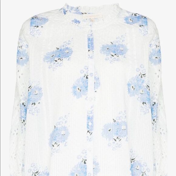 LoveShackFancy Spectra Floral Eyelet Blouse Top Large B-1135 B-1353 - Picture 2 of 5